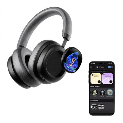 VWS (VISUAL WEARABLE STEREO) Kabellose Over-Ear-Kopfhörer mit Noise-Cancelling und OLED-Touchscreen